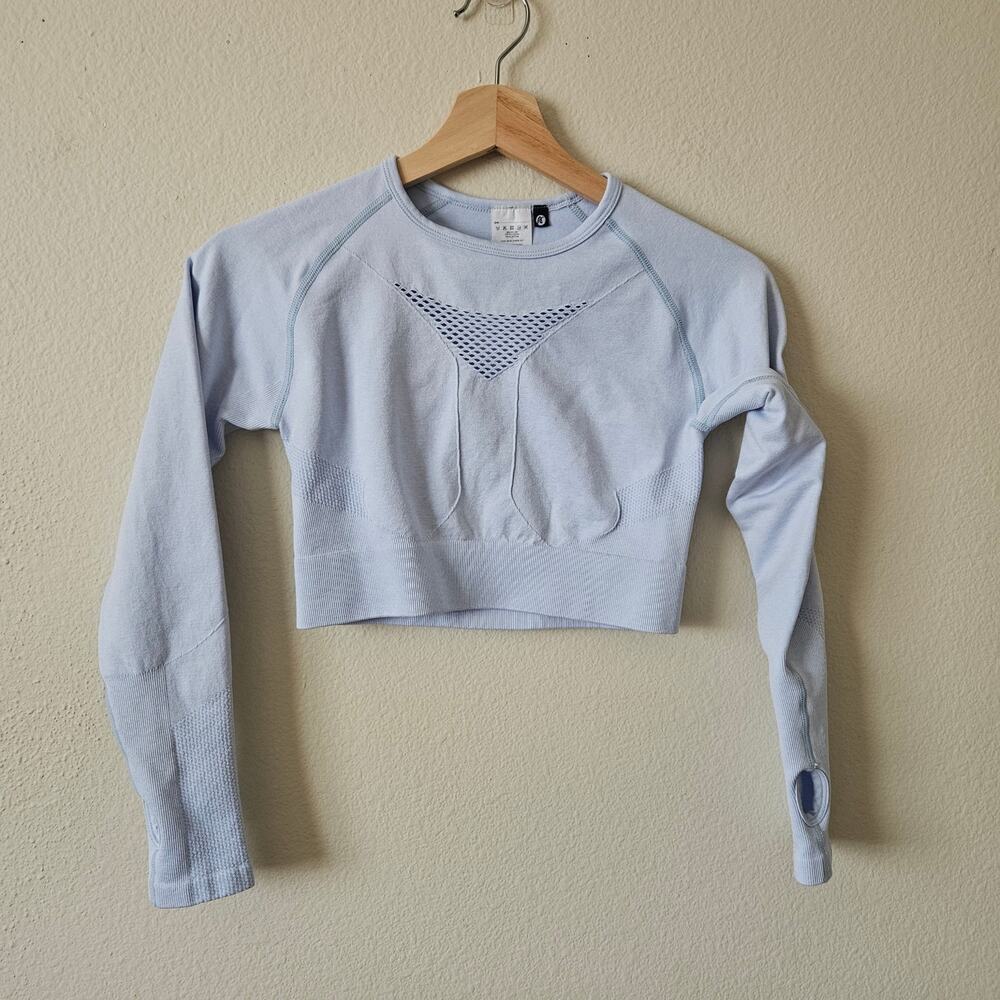 AYBL Tops | Motion Seamless Long Sleeve Crop Top- Ice Blue | Medium
